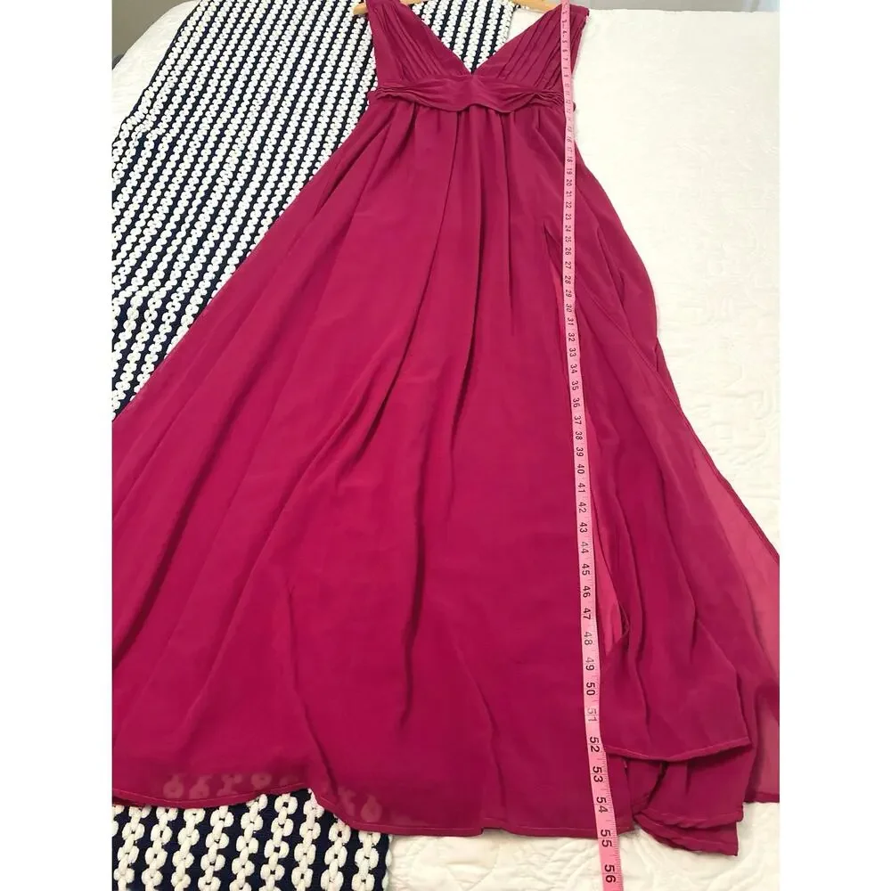 Lulu’s Womens Heavenly Hues Magenta Maxi Dress Deep V Evening Formal Prom XS - Picture 4 of 10
